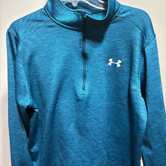 UNDER ARMOUR Fleece Quarter Zip Sweatshirt Sz L Blue Topaz Sweater Athletic - Picture 2 of 9